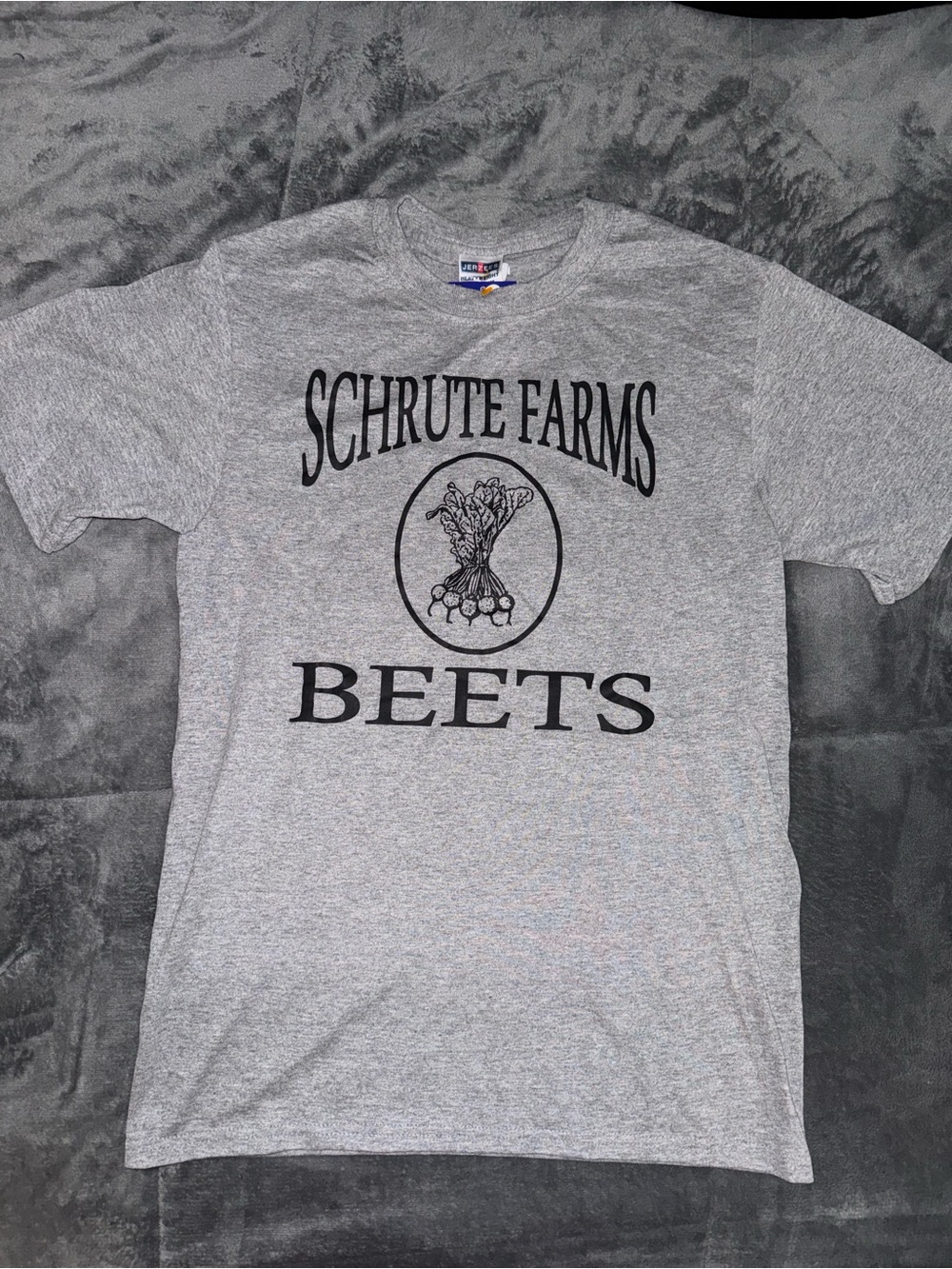 The Office Schrute Farms Beets Gray Graphic Tee